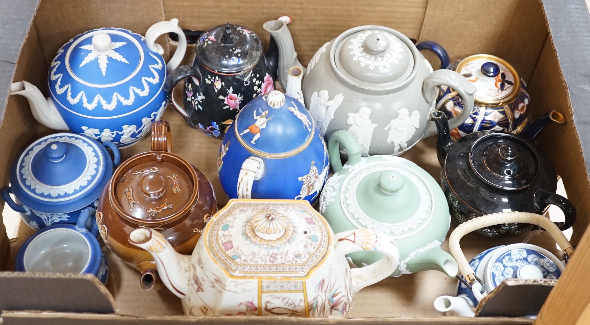 A selection of various ceramic teapots, to include Wedgwood